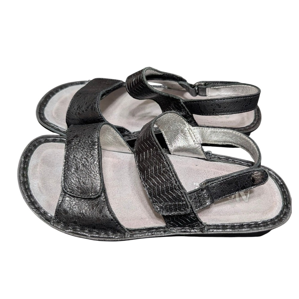 Alegria‎ Verona Black Leather Comfort Sandals Womens Adjustable Straps Size 37